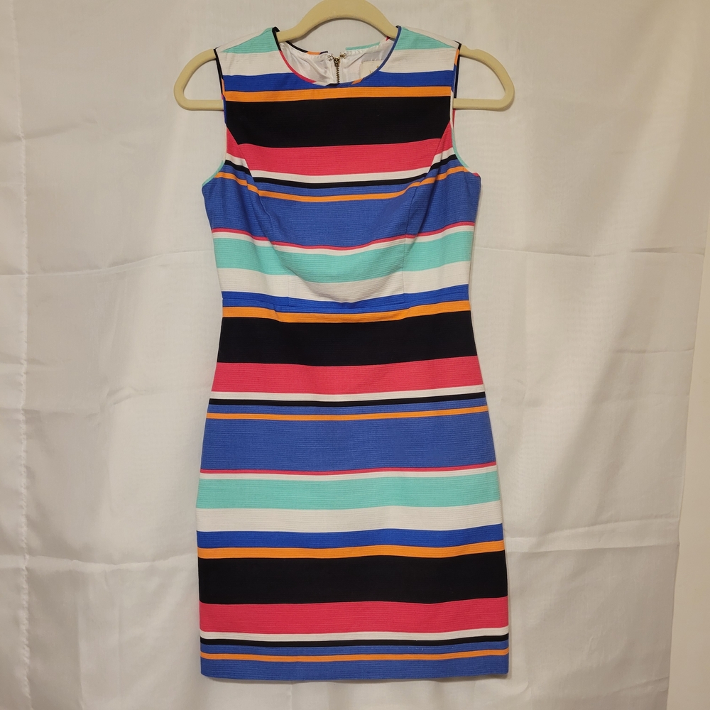 Kate Spade Size 0 Striped Horizontal Blue Red Multicolored Cotton Midi Dress